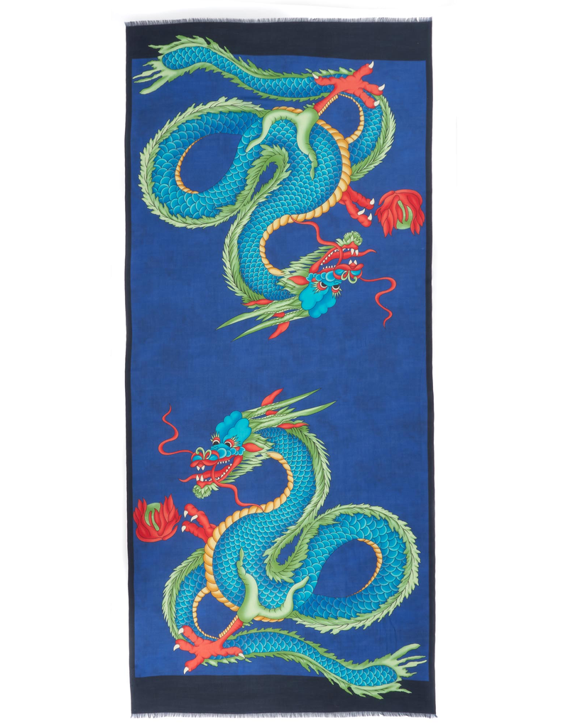 100%WS Featherweight Scarf Double Dragon - Blue & Green