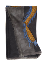 100%WS Featherweight Scarf Double Dragon - Charcoal & Gold