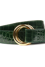 Glazed Alligator Belt with O-ring buckle  - Forest Green