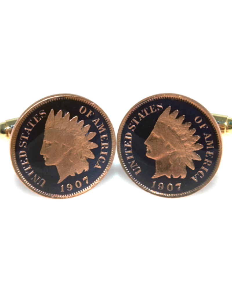 Hand Enameled Coin Cufflinks - USA penny