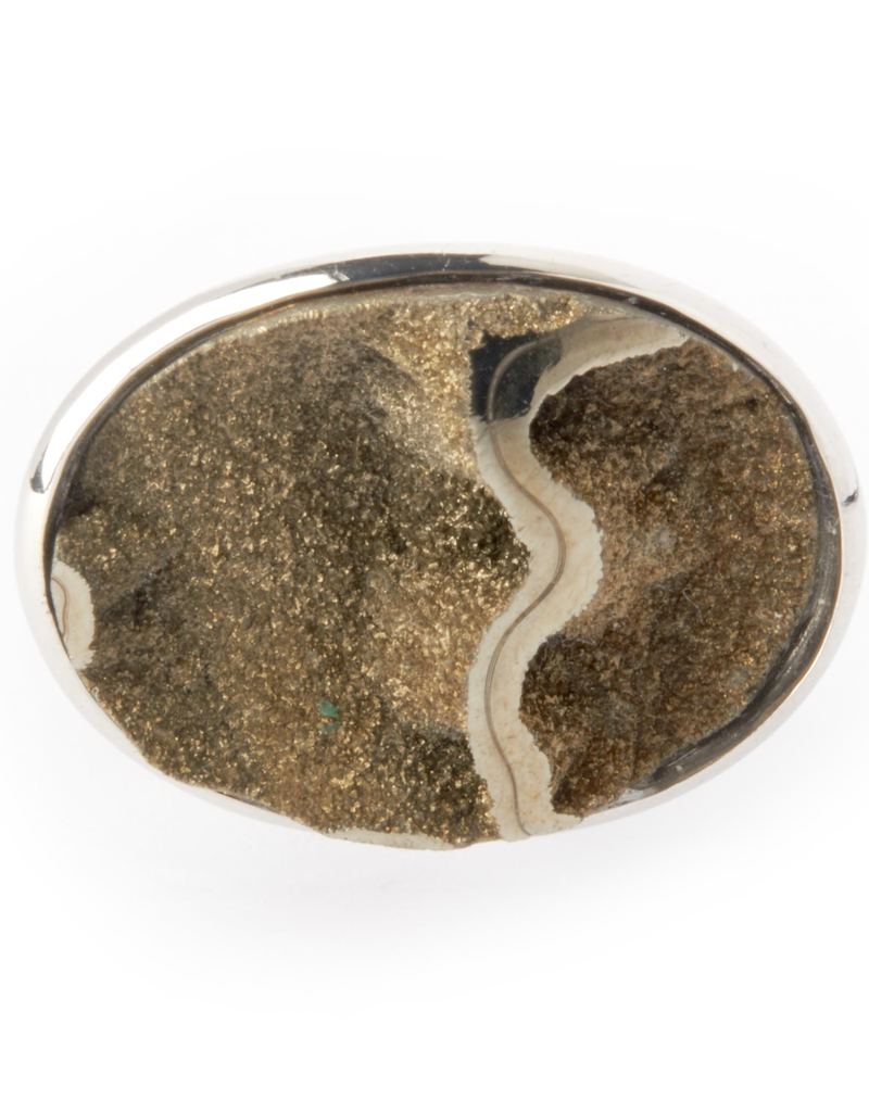 Silver Round Drusy Cuffliks set in Sterling Silver