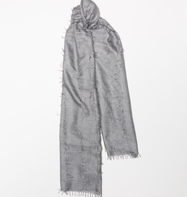 Cashmere and Silk Oversized fringe detail Scarf, Gray