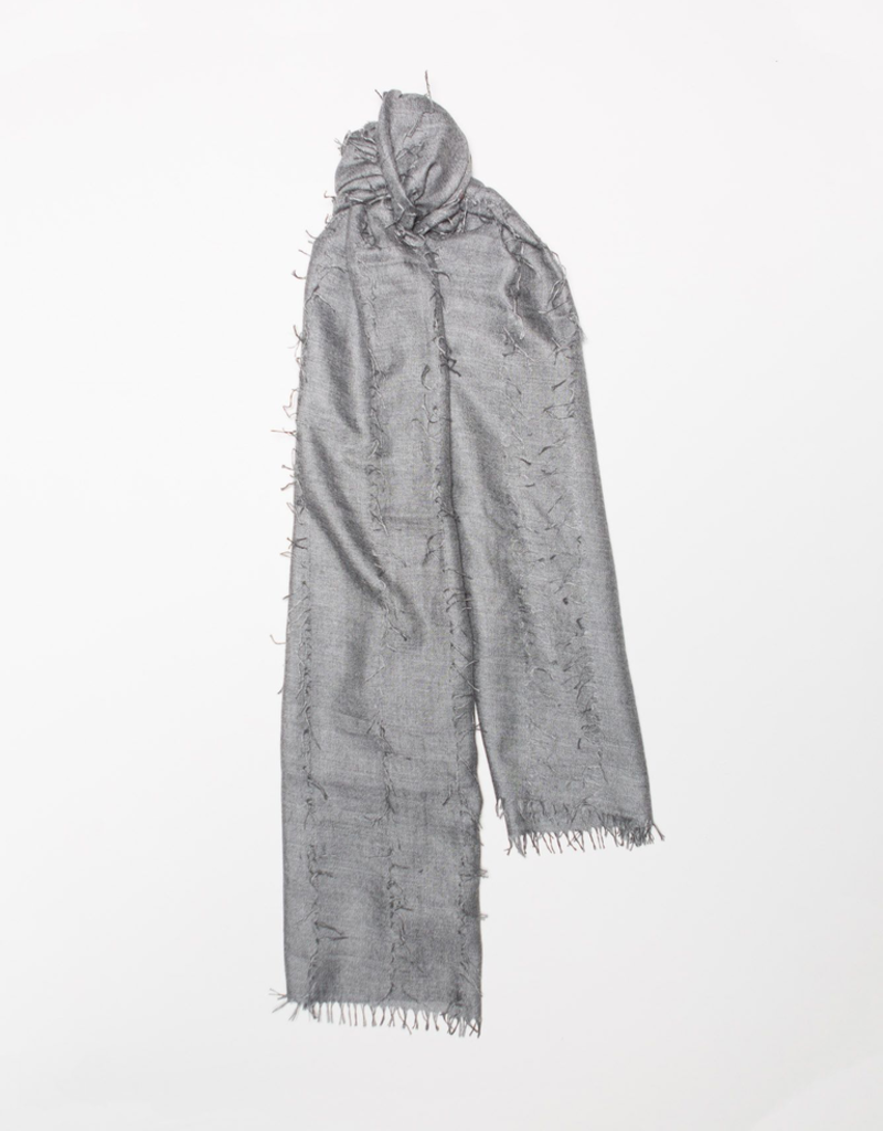 70%WS30%SE Oversized fringe detail Scarf, Gray