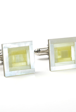 Burdi Yellow 3D Shimmer Stone & MOP Cufflinks