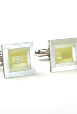 Yellow 3D Shimmer Stone & MOP Cufflinks