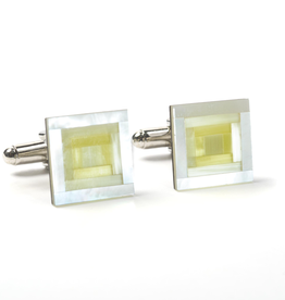 Burdi Yellow 3D Shimmer Stone & MOP Cufflinks