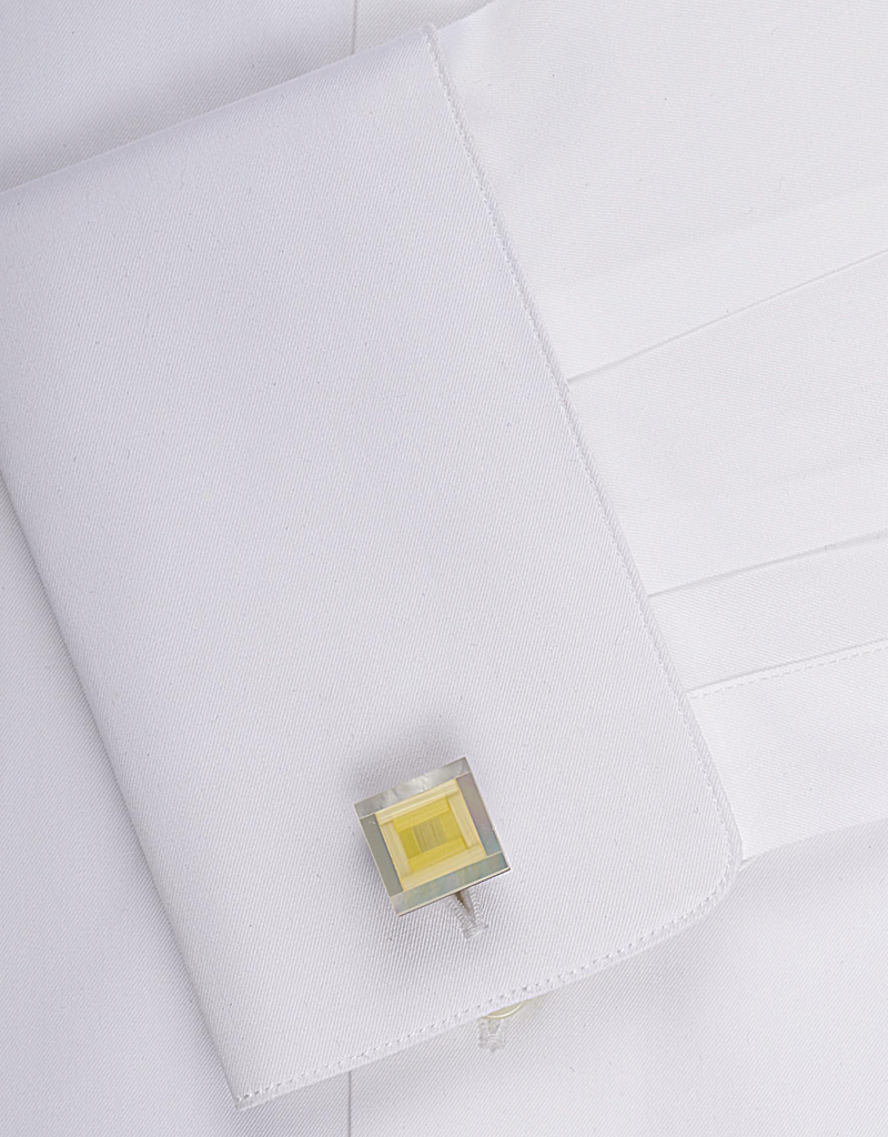 Burdi Yellow 3D Shimmer Stone & MOP Cufflinks
