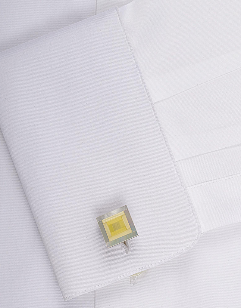 Yellow 3D Shimmer Stone & MOP Cufflinks