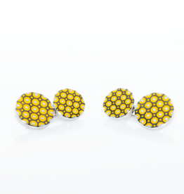 Yellow & Black Enamel Double-sided Silver Cufflinks