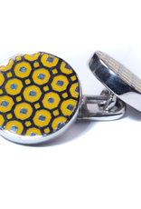 Yellow & Black Enamel Double-sided Silver Cufflinks