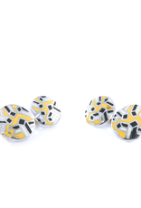 Yellow & Black Enamel Double-sided Silver Cufflinks