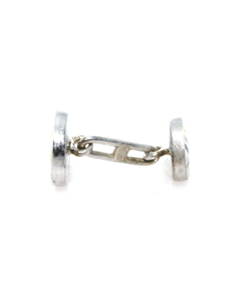 Yellow & Black Enamel Double-sided Silver Cufflinks