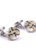 Yellow & Black Enamel Double-sided Silver Cufflinks