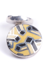 Yellow & Black Enamel Double-sided Silver Cufflinks