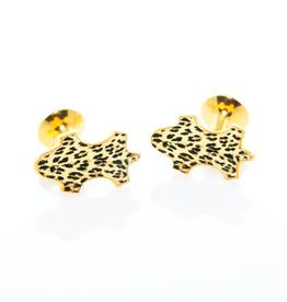 Leopard Enameled Gold Cufflinks