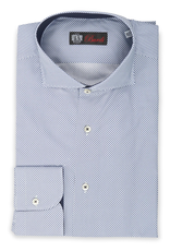 Cotton Printed Optical Shirt, contrast placket/cuff/collar interior