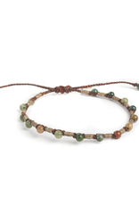 Sterling Silver Rivet and Jasper Macrame Bracelet