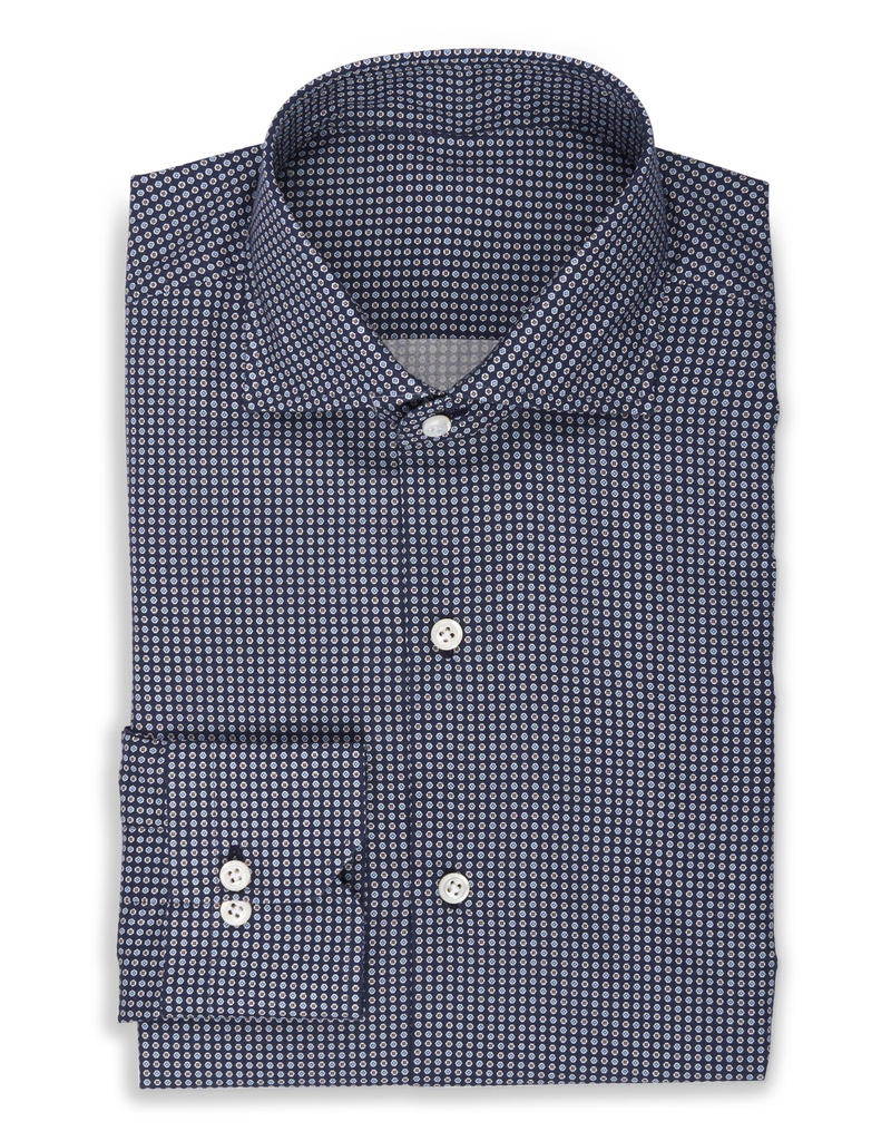 100%CO Printed Twill Shirt, Small Geo dots - P-17187