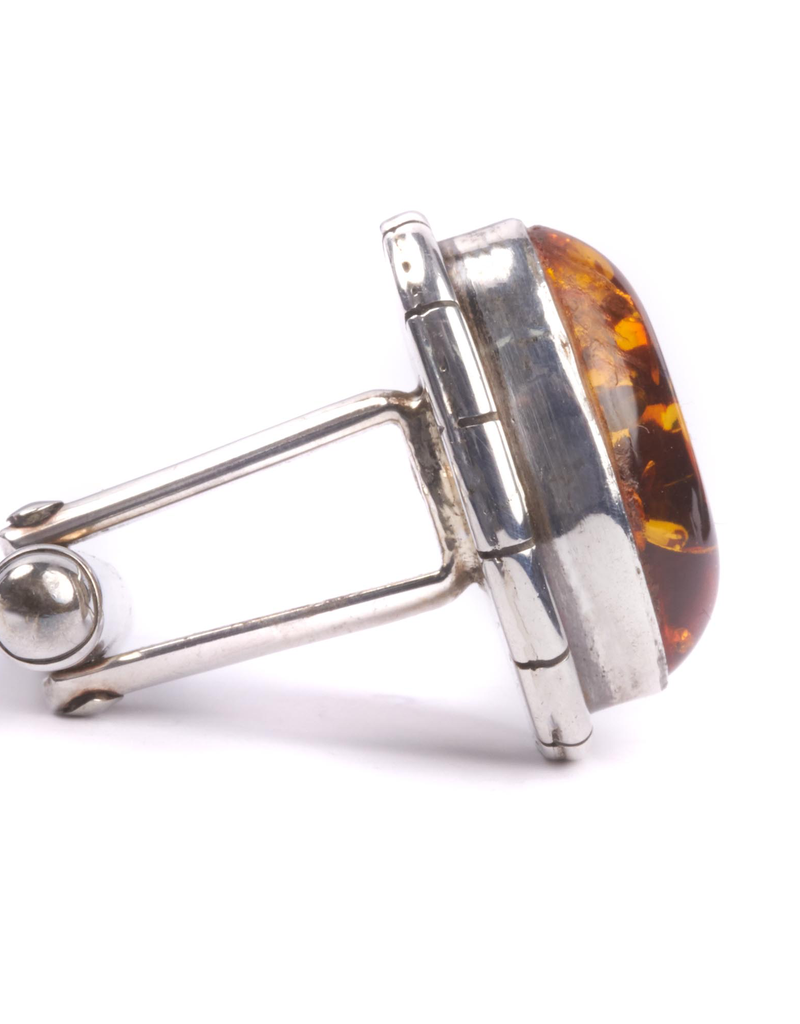 Handmade Amber in 925 Sterling Silver Cufflinks