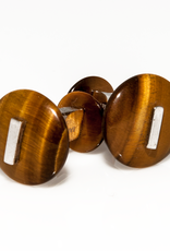Tiger Eye Button set in 925 Sterling Silver Cufflinks