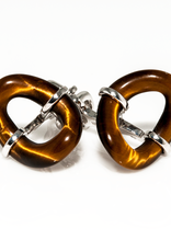 Tiger Eye Loop in 925 Sterling Silver Cufflinks