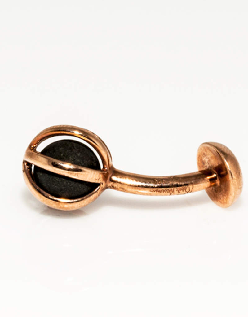 Lava Rock Caged in Rose Gold plated in 925 Sterling Silver Cufflinks