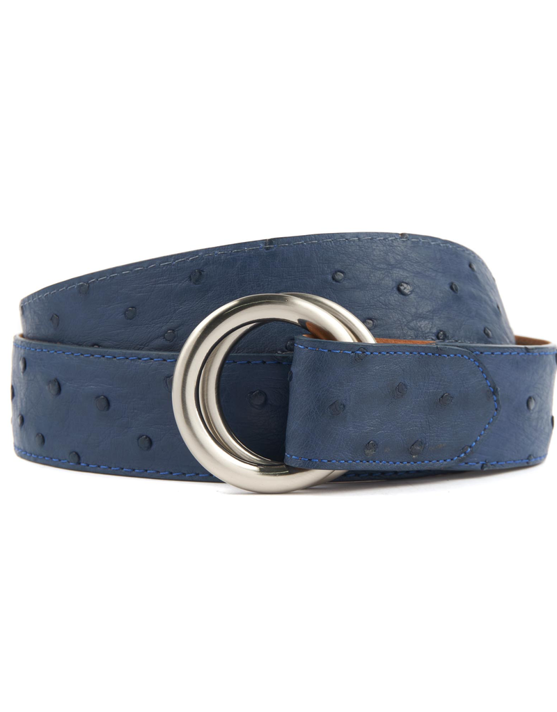 Cream Ostrich Belt with O-ring buckle