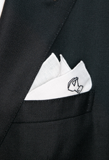 Pure linen pocket square with emboidered motif Burdi's logo in white