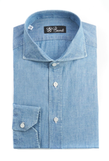 100% Cotton Chambray Shirt in Light Blue