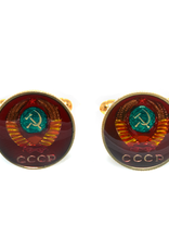 Hand Enameled Coin Cufflinks - USSR-red