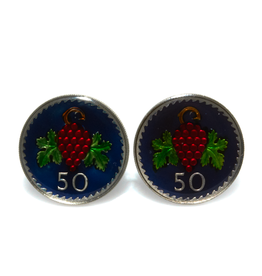 Hand Enameled Coin Cufflinks - Cypress 50 mils