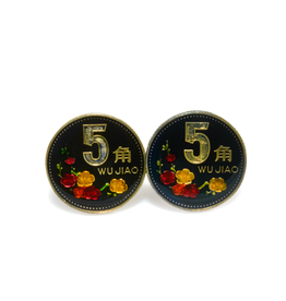 Hand Enameled Coin Cufflinks - China 5 jiao