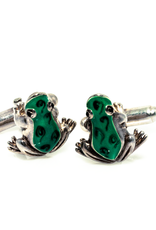 Frogs Green Enamel in 925 Sterling Silver Cufflinks