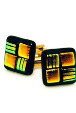 Green & Orange Murano Glass Cufflinks