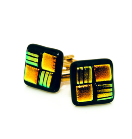 Green & Orange Murano Glass Cufflinks