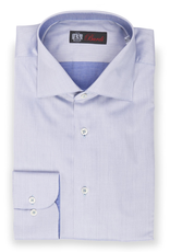 Micro Herringbone Men's Dress Shirt in Light Blue