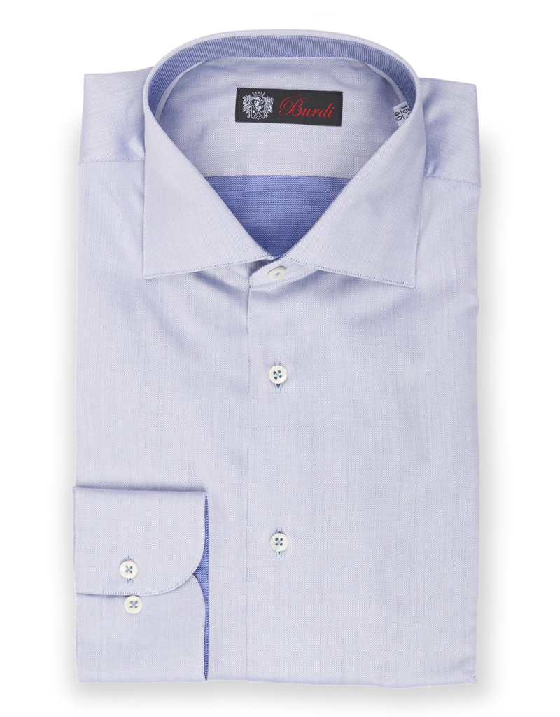Micro Herringbone Men's Dress Shirt in Light Blue