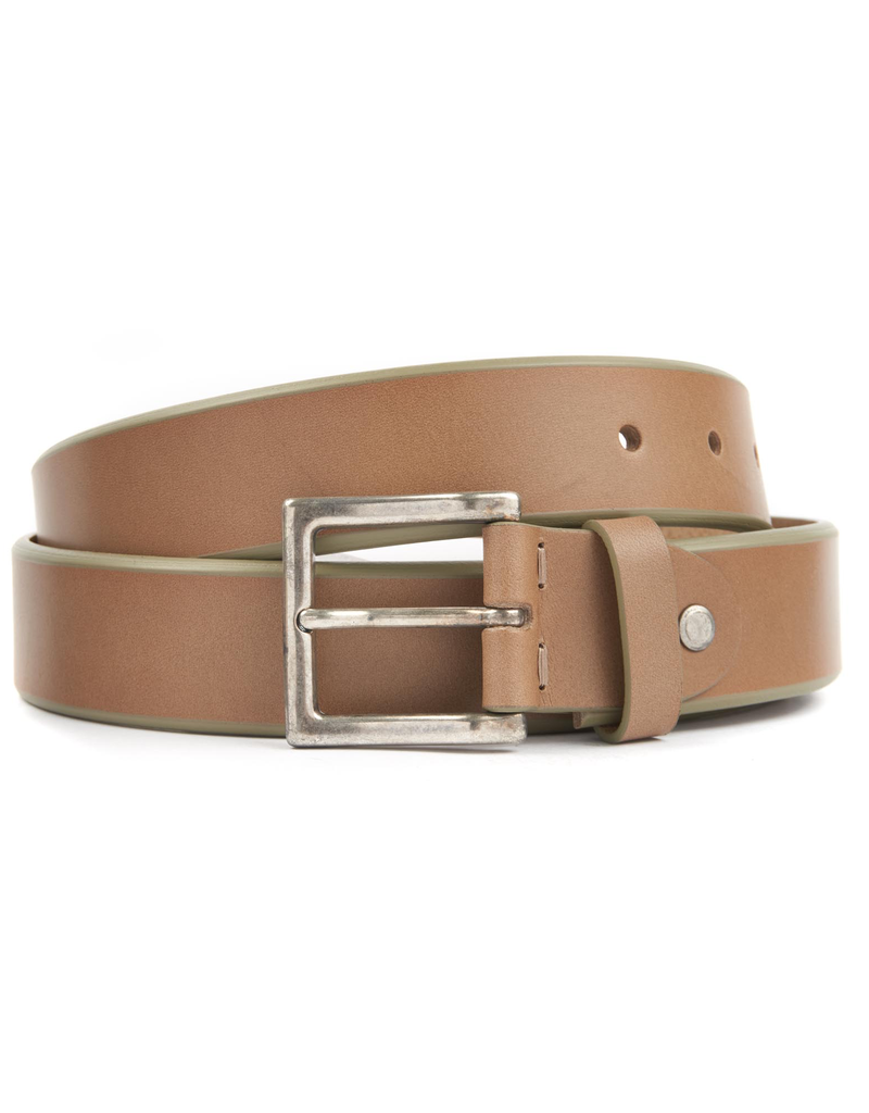 Leather Belt with Square Brass Buckle