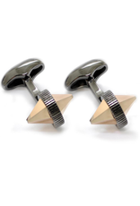 Double Spike Cufflinks, Crystal Rose Gold/Black Rhodium - Base Meta Black Rhodium Plated, Swarovski Crystal -D