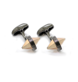 Double Spike Cufflinks, Crystal Rose Gold/Black Rhodium - Base Meta Black Rhodium Plated, Swarovski Crystal -D