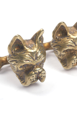 S/S Brushed gold plated French bulldog & bone cufflinks