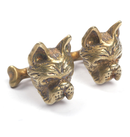 S/S Brushed gold plated French bulldog & bone cufflinks