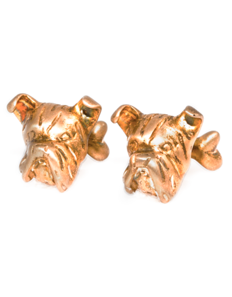 S/S Brushed gold plated boxer dog head cufflinks