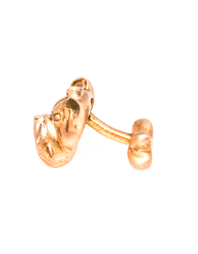 S/S Brushed gold plated boxer dog head cufflinks