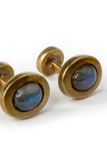 S/S Gold plated Oval cabochon cufflinks set with labradorite