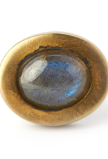 S/S Gold plated Oval cabochon cufflinks set with labradorite