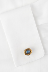 S/S Gold plated Oval cabochon cufflinks set with labradorite