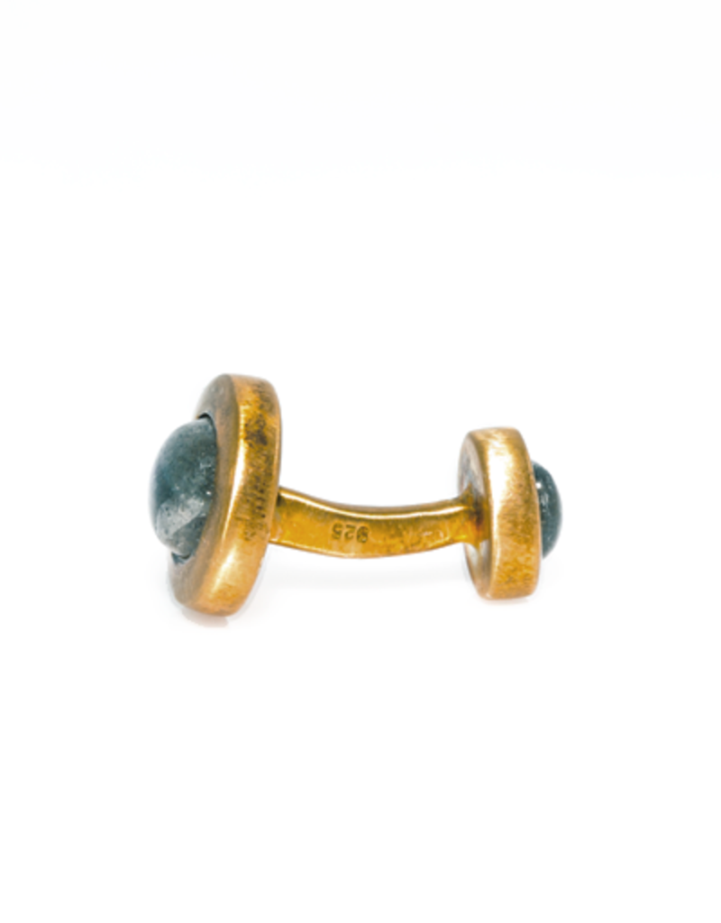 S/S Gold plated Oval cabochon cufflinks set with labradorite