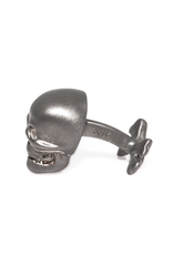 S/S Brushed black rhodium skull cufflinks set with white sapphire