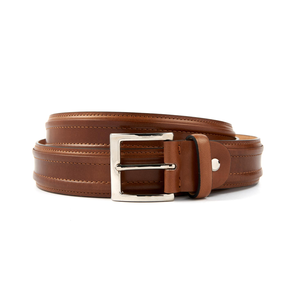 Leather Belt with Stitching Detail - Burdi